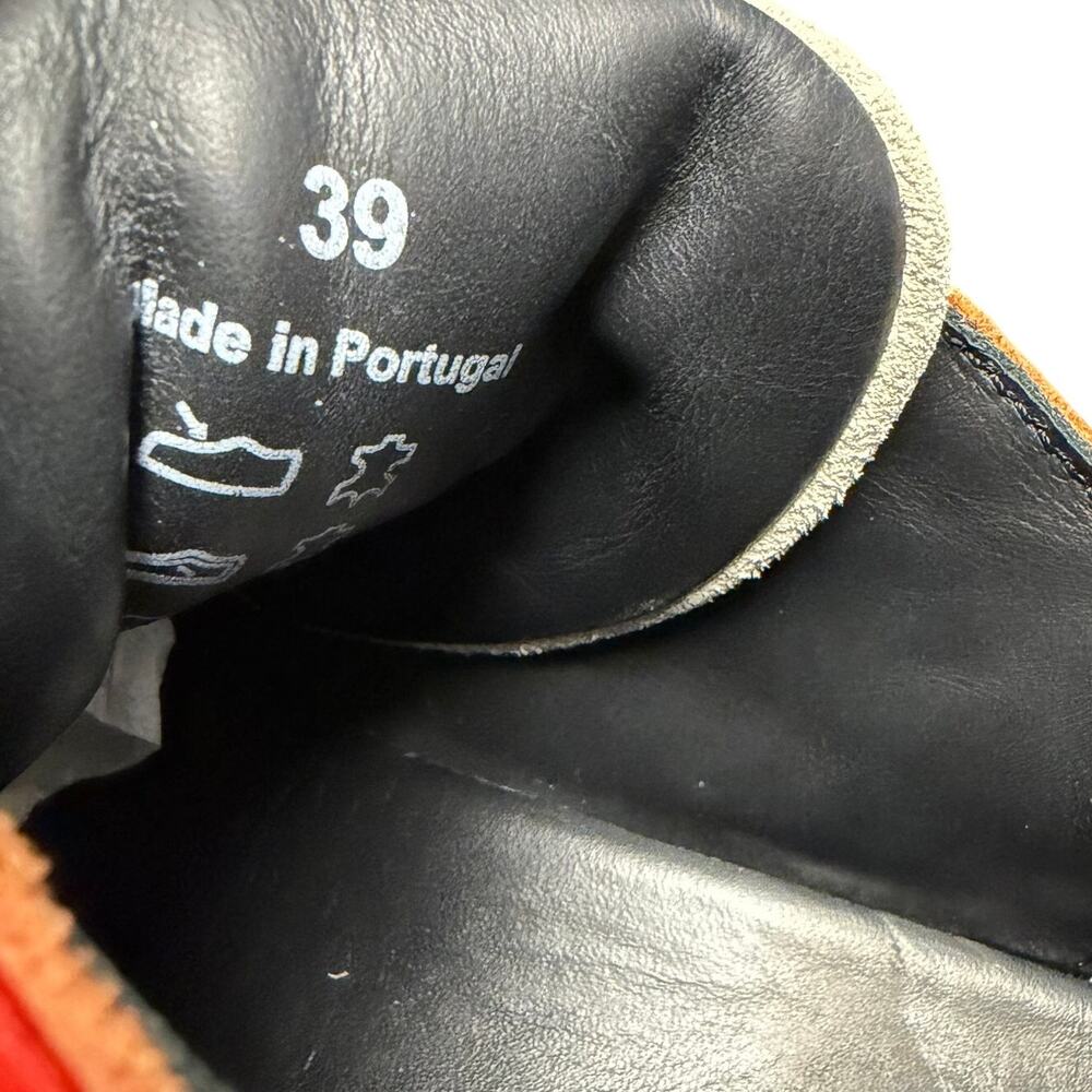 Longchamp Orange Red Tan Leather & Suede Sneakers - Picture 9 of 11
